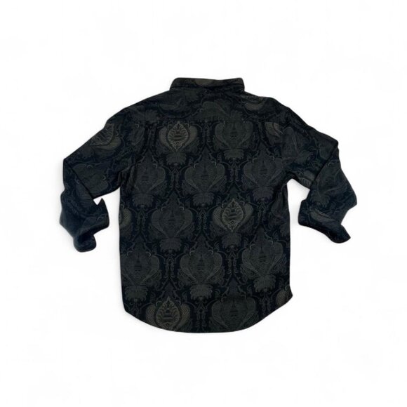 Mondo Di Marco 90s Silk Cotton Damask Shirt L Black Baroque Pattern Vintage - Picture 3 of 7